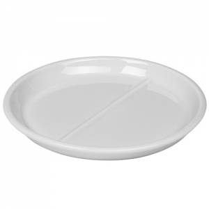 Bord Ergo 2-vaks lage brug diam. 23cm. vlakke bodem kleur wit Nova