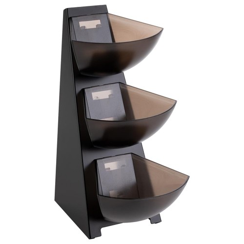 Buffetdisplay-/standaard 3-delig multirek afm. 21x16 hgt. 41cm. rvs/kunststof