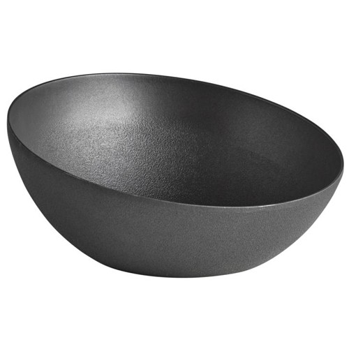 BUFFETTELLER DURCHM. 32,5 cm. HG T. 14CM. SCHWARZES ALUMINIUM FOSTFIRE