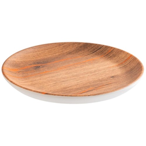 Serveerschaal plat diam. 26cm. bruin melamine Crazy wood