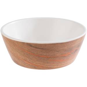 SKALIERDURCHM. 20,5 cm. HG T. 7,5CM. BRAUNES MELAMIN CRAZY WOOD