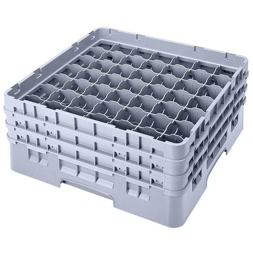 Glazenkorf v/ glazen op voet 49-vaks afm. 50,4x50,4x14,3cm. kleur grijs Cambro Camrack
