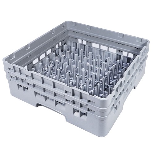Vaatwaskorf m/2-opzetrand 9x9 pennen afm. 50x50cm. kleur grijs Cambro Camrack