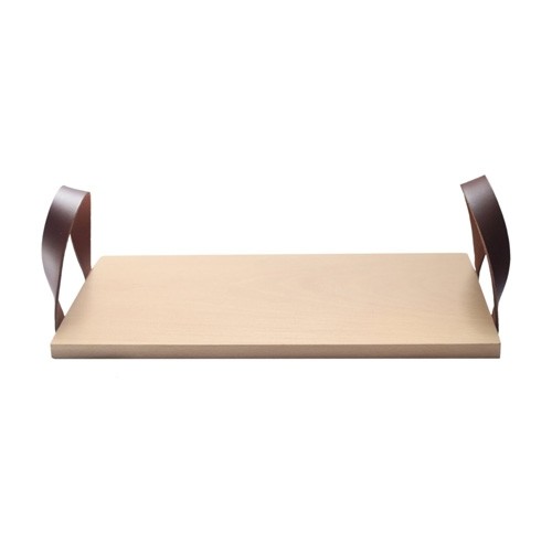 SERVING BOARD WITH LEATHER HANDLES DIM. 39x20CM. BEECH WOOD