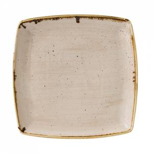 TELLER, QUADRATISCH, FARBE MUSKAT-CREME, GRÖSSE. 26,8 cm. CHURCHILL STONECAST