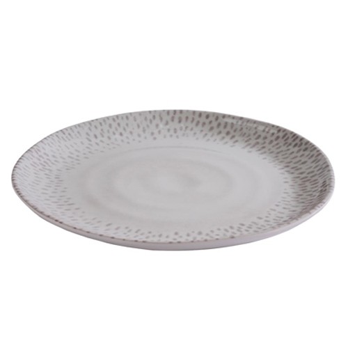 Schaal plat diam. 26,5cm. hgt. 2,5cm. wit/grijs melamine Footmark