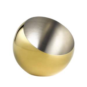 BOWL/DISH DIAM. 16CM. HG T. 15CM. GOLD STAINLESS STEEL SPHERE