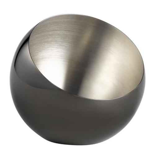 PLAT/BOL DIAM. 24CM. HG T. 21CM. SPHÈRE EN ACIER INOXYDABLE NOIRE