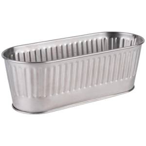 Bestekbak/mand afm. 29,5x12cm. hgt. 10cm. zilver roestvrijstaal