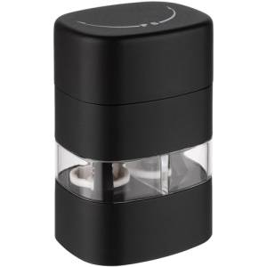 MOULIN À POIVRE ET À SEL 2 EN 1 DIM. 6X5CM. HG T. 8CM. PLASTIQUE NOIR