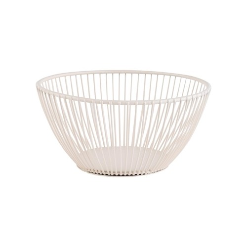 WIRE BASKET DIAM. 17,5CM. HG T. 8CM. WHITE METAL SVART