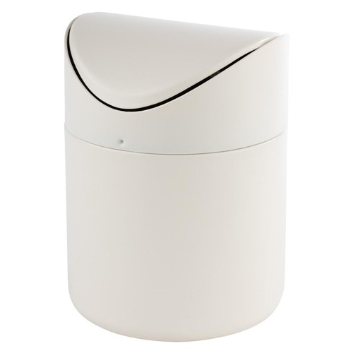 POUBELLE DIAM. 12CM. HG T. 17CM. ACIER INOXYDABLE BLANC