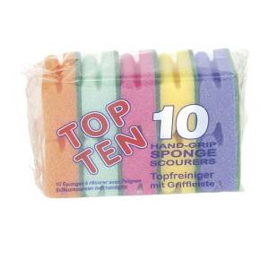 SCOURING SPONGES HEAD TO TOE GRIP - SET OF 10