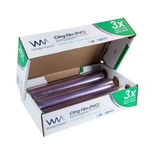 Huishoudfolie breedte 30cm. 3 rollen á 30mtr. Wrapmaster