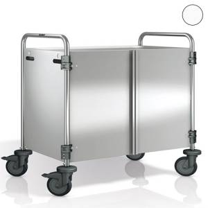 SW 10X6-2 Servierwagen, Abmessungen 110 x 70 x 95 cm, Edelstahl, 2 Tische, Abmessungen 100 x 60 cm, Seitenwände und Türen in Pantone RAL 9003, 4 Rollen (2 mit Bremse) <span translate="no"><span translate="no"><span translate="no">B.PRO</span></span></span>