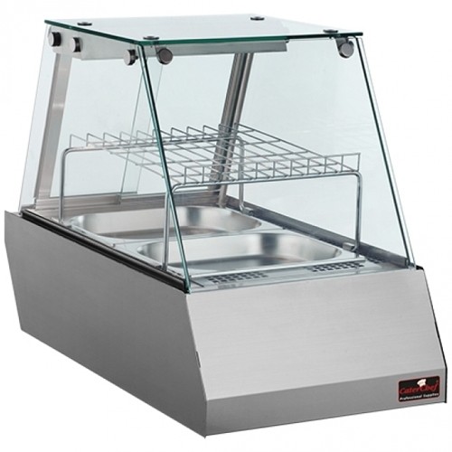 Warmhoudvitrine afm. 77,5x45cm. hgt. 61cm. 230v/1600w zilver roestvrijstaal Caterchef