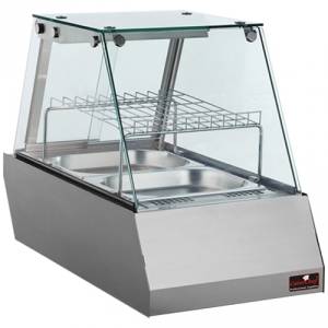 Warmhoudvitrine afm. 77,5x45cm. hgt. 61cm. 230v/1600w zilver roestvrijstaal Caterchef