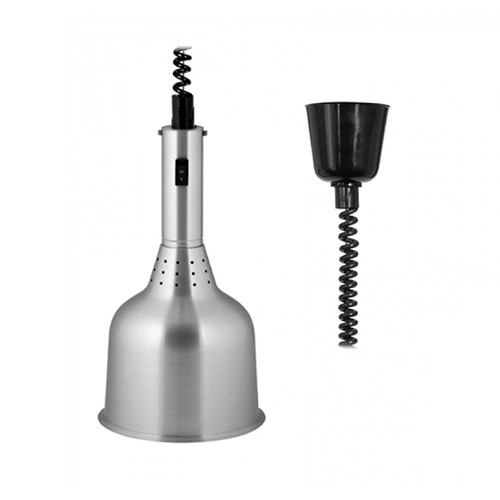 Warmtelamp verstelbaar diam. 18cm. hgt. 84-137cm. 230v/250w zilver aluminium