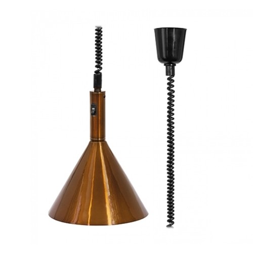 WÄRMLAMPE EINSTELLBAR DURCHM. 27CM. HG T. 84-137CM. 230V/250W KUPFER ALUMINIUM