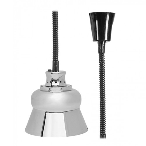 WÄRMLAMPE EINSTELLBAR DURCHM. 22,8 cm. HG T. 50-180CM. 230V/250W CHROMMETALL CATERCHEF