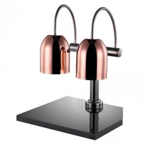 Warmtelamp met plateau 2-delig afm. 45x50cm. hgt. 65cm. 230v/250w Koper roestvrijstaal Caterchef