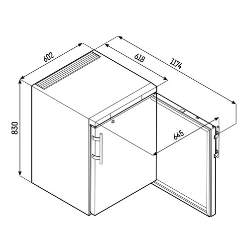 Bedrijfskoelkast fkuv 1613 afm. 60x61,5x83cm. 230v/120w Liebherr