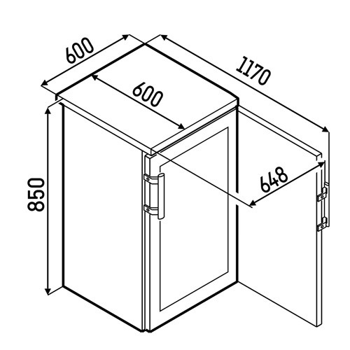 Koelkast FKvesf 1805 afm. 600x600x850mm. 230v/120w Liebherr