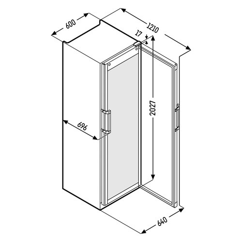 Koelkast fkdv 4523 afm. 600x696x2027mm. 230v/150w Liebherr