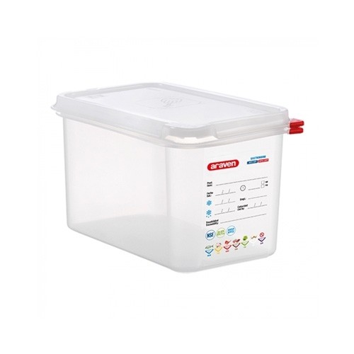 GASTRONORM FOOD BOX W/LID 1/4-150MM. DEEP ARAVEN