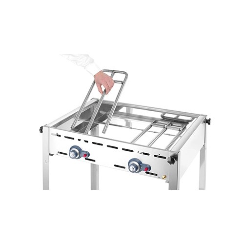 GRILL GREEN FIRE MIT 2 BRENNERN MIT BACKPLATTE UND GITTER AUS EDELSTAHL ABM. 740X615X825MM. HENDI