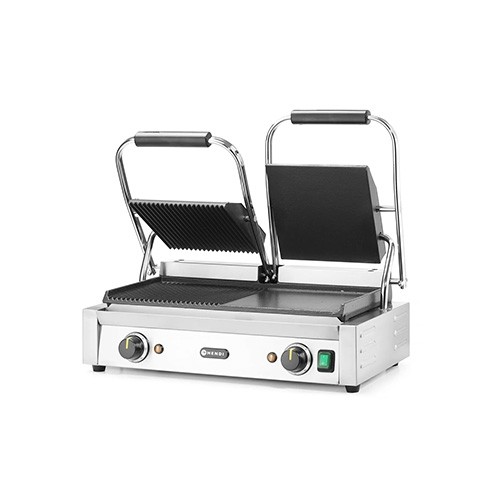 GRILLE DE CONTACT DOUBLE 1/2 LISSE + 1/2 RAINURÉE DIM. 57X37X21CM. 230V/3600W HENDI