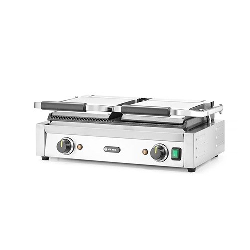 GRILLE DE CONTACT DOUBLE 1/2 LISSE + 1/2 RAINURÉE DIM. 57X37X21CM. 230V/3600W HENDI