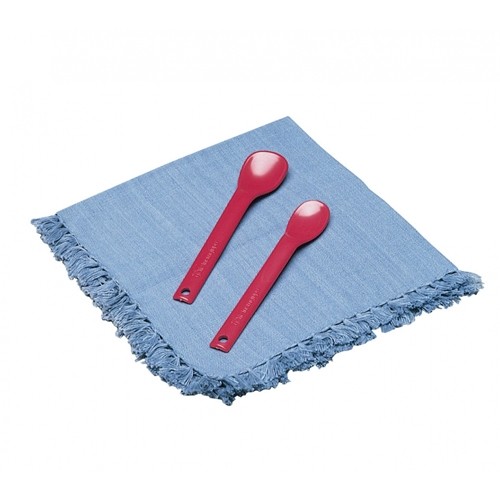 CUILLÈRE EN PLASTIQUE COULEUR ROUGE TAILLE. 15X1,3CM. DIAM. 2,5 cm. ENSEMBLE DE 10 PIÈCES.