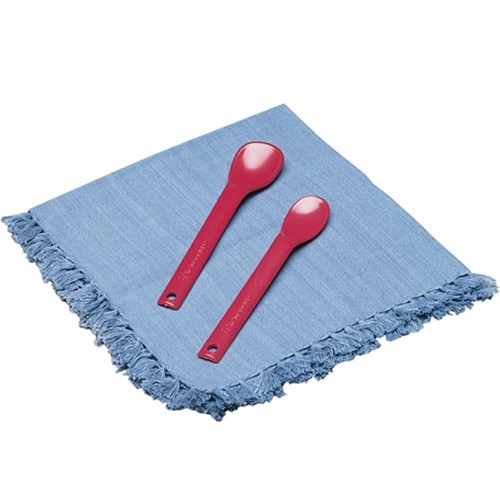 CUILLÈRE EN PLASTIQUE COULEUR ROUGE TAILLE. 15X1,3CM. DIAM. 3,2 cm. ENSEMBLE DE 10 PIÈCES.