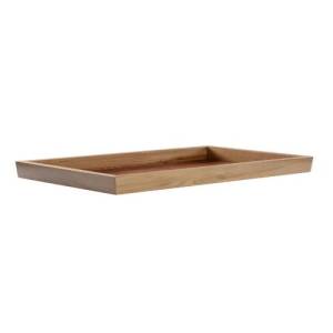 Präsentationsbox aus Holz, 1/2-16 cm tief, Maße: 32,5 x 26,5 x 16 cm. „Lebensmittelecht“.