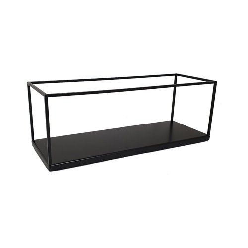 Onderbak tbv 3 st. accubakken op 6cm. van de bodem een dwarsbalk, mat zwart metaal, draad