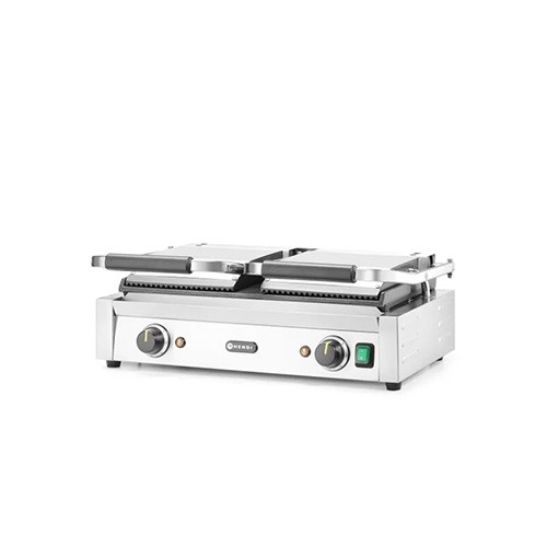 GRILLE DE CONTACT DOUBLE SOUS DESSUS Lisse RAINURÉ DIM. 57X37X21CM. 230V/3600W HENDI