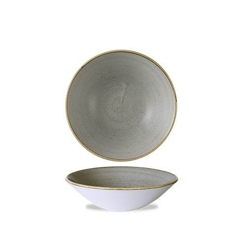 PLAT COUPE COULEUR GRIS POIVRE DIAM. 22,2 CM. MOULAGE EN PIERRE DE CHURCHILL