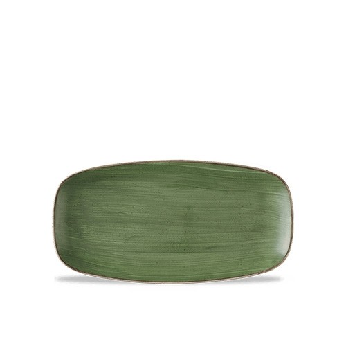 TAILLE DE L'ASSIETTE OBLONGUE DU CHEFS. 29,8 x 15,3 cm. CHURCHILL STORECAST VERT OSSEILLE