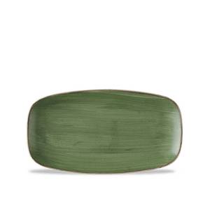 TAILLE DE L'ASSIETTE OBLONGUE DU CHEFS. 35,5 x 18,9 cm. CHURCHILL STORECAST VERT OSSEILLE