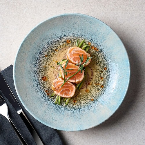 COUPE BOARD DIAM. 26CM. STUDIO PRINTS FUSION AQUAMARINE BLUE CHURCHILL