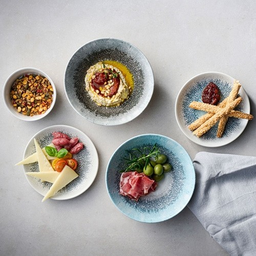 COUPE BOARD DIAM. 28.8CM. STUDIO PRINTS FUSION AGATE GRAY CHURCHILL