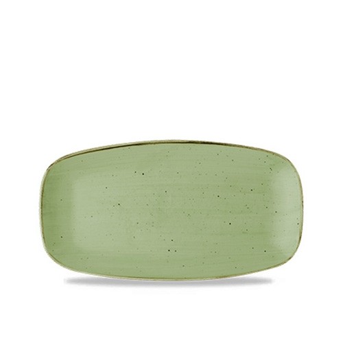 LÄNGLICHE TELLERGRÖSSE FÜR KÖCHE. 35,5 x 18,9 cm. CHURCHILL STONECAST SALBEIGRÜN