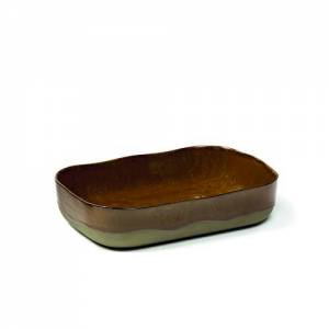 Bord 5l xdiep afm. 23x15cm. HG. 5cm. kleur ochre/brown la nouvelle table merci Serax