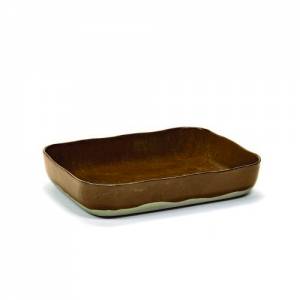 Ovenschaal 10 afm. 30,1x22,3cm. HG. 5,5 cm. kleur ochre/brown la nouvelle table merci Serax