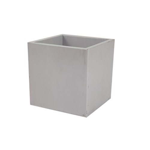 Accubak afm. 12x12x(h)12cm. eikenhout kleur wit