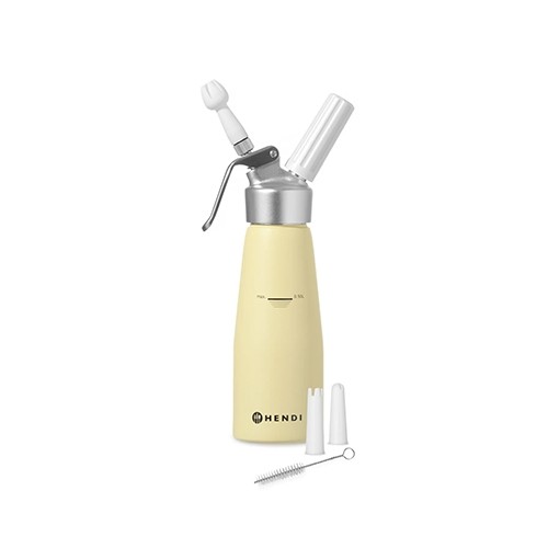 WHIPPING CREAM MACHINE CONT. 0.5LTR. YELLOW ALUMINIUM KITCHEN LINE HENDI
