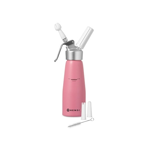 WHIPPING CREAM MACHINE CONT. 0.5LTR. PINK ALUMINIUM KITCHEN LINE HENDI