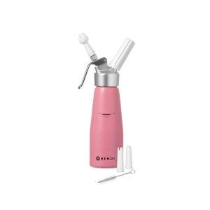 WHIPPING CREAM MACHINE CONT. 0.5LTR. PINK ALUMINIUM KITCHEN LINE HENDI