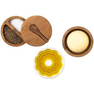 HUILE D'OLIVE, BEURRIER ET SALIER ET VASE PÉRISSEUR STYLE DE VIE